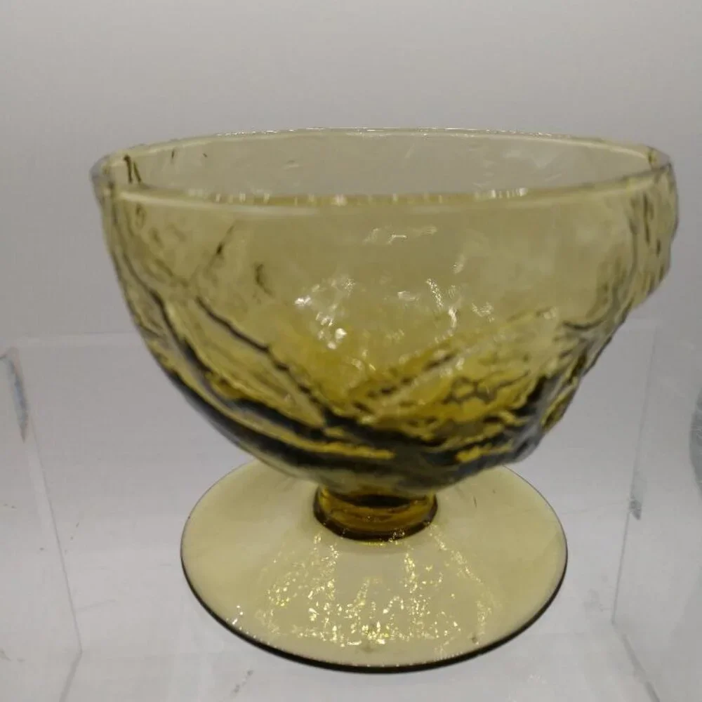 1960's Yellow/Green Crinkled Ice Cream /Sherbet bowls Set of 3